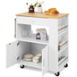 GiantexUK Kitchen Trolley on Wheels, Kitchen Storage Island with Large Drawer, 2-Door Cabinet, Open Shelf, 3 Spice Racks and Towel Rack