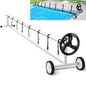 GiantexUK Pool Reel System for Pool Covers, 2.15-6.1m Adjustable Pool Cover Roller Reel Rewinder on Wheels