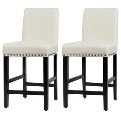 GiantexUK Bar Stools Set of 2, Upholstered Linen Fabric Barstools with Backrest