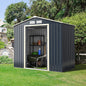 GiantexUK 7x4FT Metal Garden Shed, Outdoor Galvanized Storage House (7x4FT, 4 Vents)