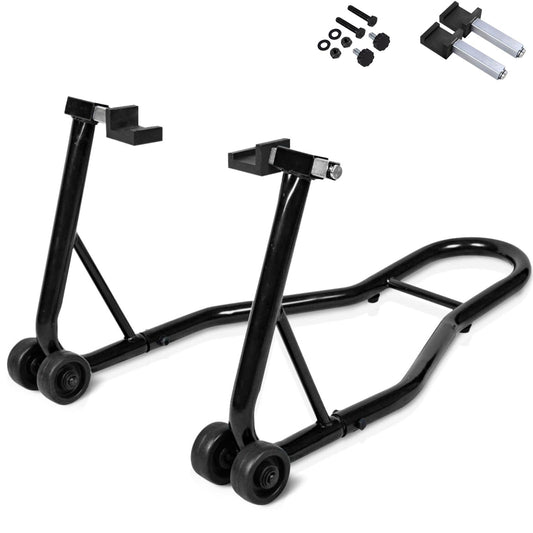 GiantexUK Motorbike Stand, Adjustable Rear Track Paddock Stand on Wheels