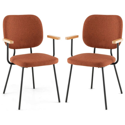 GiantexUK Dining Chairs Set of 2/4, Upholstered Linen Fabric Kitchen Chairs with Metal Legs