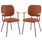 GiantexUK Dining Chairs Set of 2/4, Upholstered Linen Fabric Kitchen Chairs with Metal Legs