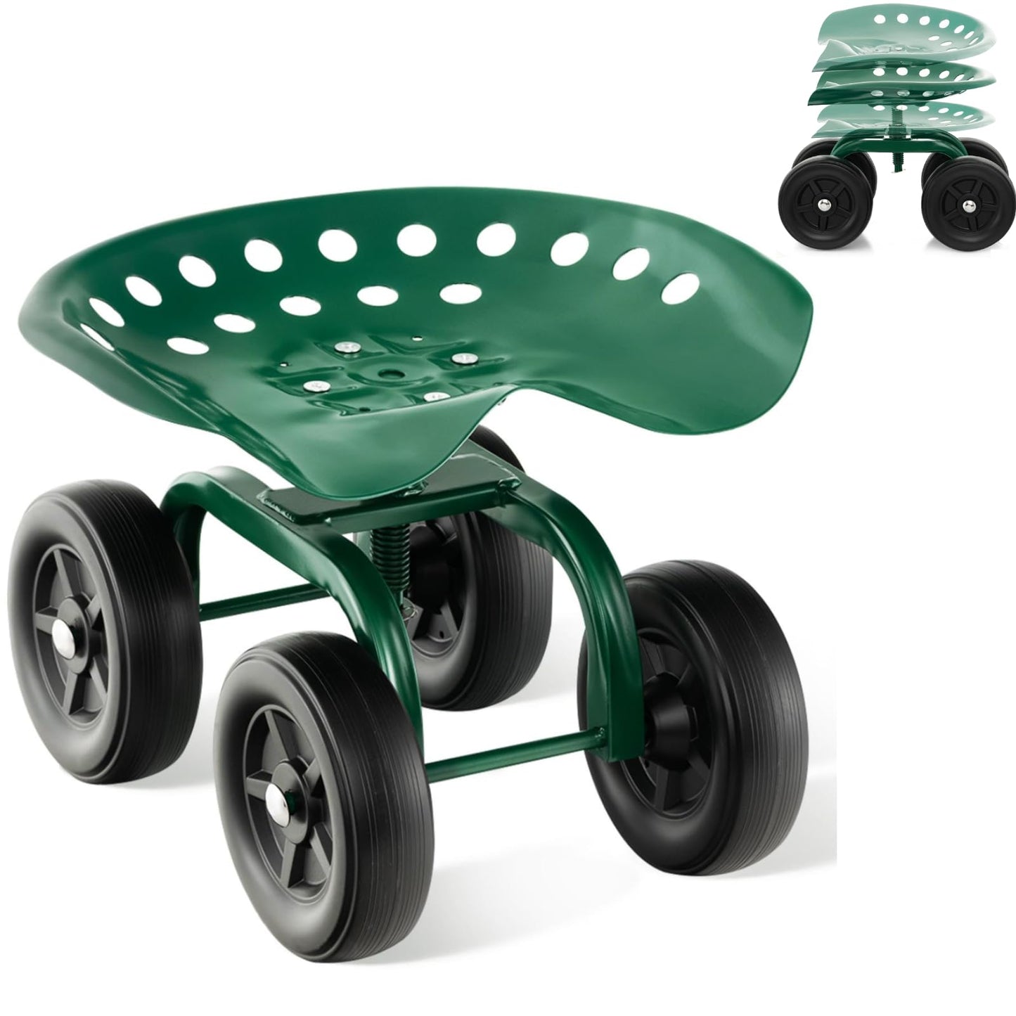 GiantexUK Rolling Garden Cart, Outdoor Gardening Planting Station Trolley with Adjustable Swivel Seat