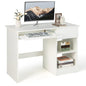 Computer Desk, Wooden PC Laptop Table Writing Workstation with Sliding Keyboard Tray, White