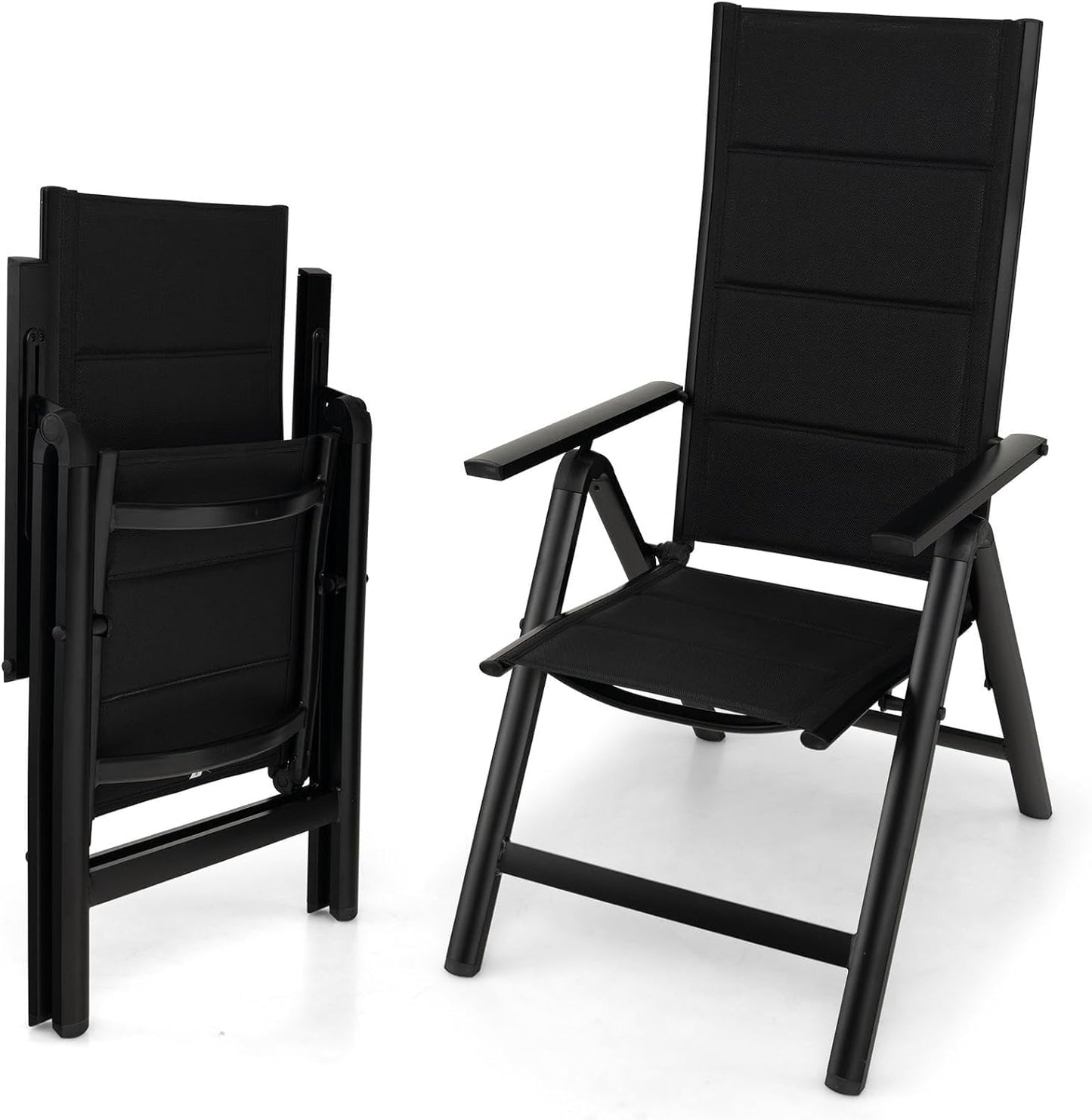 GiantexUK Patio Folding Chair Set of 1/2, Outdoor Dining Chairs with Soft Padded Seat (With Sponge Padded)