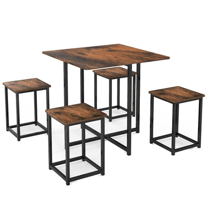 GiantexUK Dining Table with 4 Stools, 4-Person Industrial Table and Stool Set