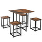 GiantexUK Dining Table with 4 Stools, 4-Person Industrial Table and Stool Set