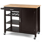 GiantexUK Kitchen Island Cart on Wheels, Mobile Storage Trolley with Oak Wood Countertop