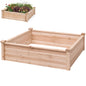 GiantexUK Wooden Raised Garden Bed, Garden Planter Box with Open Bottom(Natural, 102x102x30cm, Square)