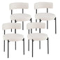 Boucle Dining Chair Set of 4, Upholstered Kitchen Chairs with Curved Backrest & Metal Legs