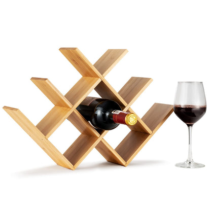 GiantexUK 8 Bottle Wine Rack, Bamboo Wine Storage Shelves Countertop