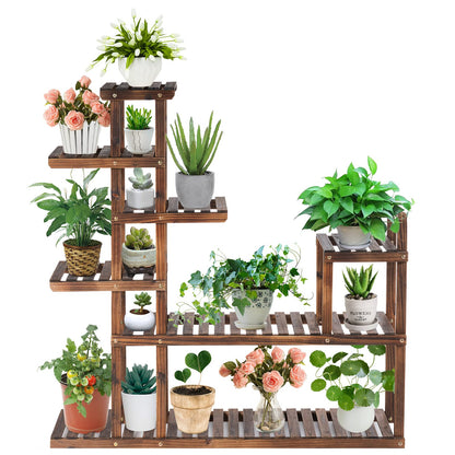 7 Tier Plant Stand, 16 Potted Wooden Flower Pots Rack, Multifunctional Bonsai Display Holder