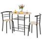 GiantexUK 3-Piece Dining Table Set, Metal Frame Kitchen Table Set with Storage Shelf, 2 Chairs