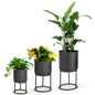 GiantexUK Set of 3 Plant Pot Stands, 2-Tier Metal Planter Pot with Stand & Drainage Hole