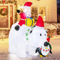 Inflatable Christmas Santa Claus, Self Inflating Xmas Decoration with LED Lights and Blower (White Polar Bear & Penguin)