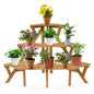 3-Tier Plant Stand, Freestanding Wooden Corner Ladder Flower Pots Rack