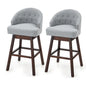 GiantexUK Set of 2 Bar Stools, Upholstered Swivel Kitchen Barstools with Padded Backrest & Rubber Wood Legs