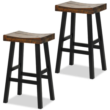 GiantexUK Bar Stools Set of 2/4, Backless Counter Height Stools with Footrests, Curved Seat & Anti-Slip Foot Pads, 45 x 35 x 74cm