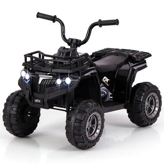 6V Kids Electric Ride on ATV Car, Battery Powered Quad Bike with One-Button Start, LED Lights, MP3, Storage Basket