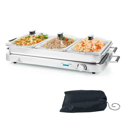 GiantexUK 450W Electric Buffet Server, Stainless Steel Temperature Adjustable Food Warmer with 3x2.5L Removable Sections