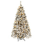 6FT Flocked Christmas Tree, Pre-Lit Artificial Decoration Tree with 600 PVC Branch Tips and 250 LED Lights