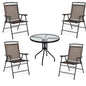 GiantexUK 5 Piece Garden Furniture Set, Patio Conservatory Set with 4 Folding Chairs and Tempered Glass Table