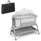 4-in-1 Baby Bedside Crib, Heights Adjustable Rocking Bassinet with Mattress, Detachable Net