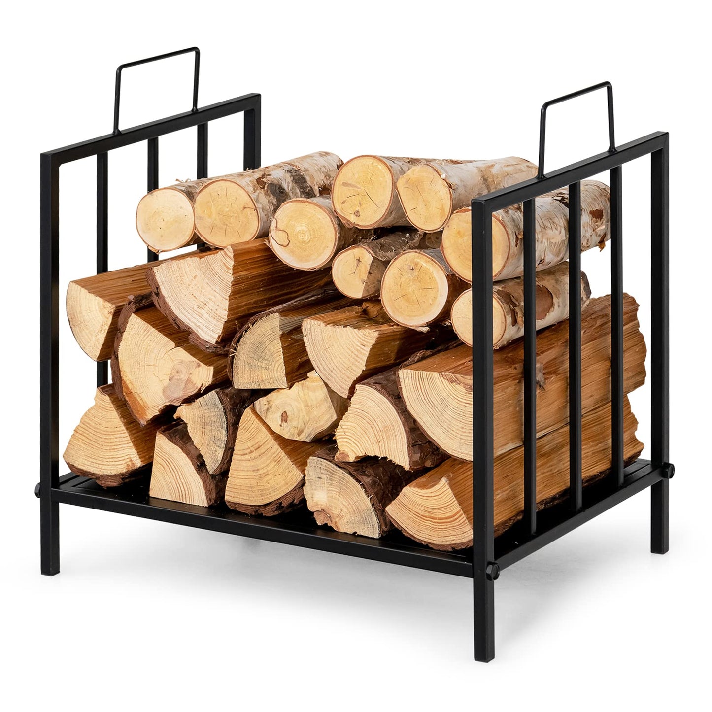 GiantexUK Firewood Rack, Metal Firewood Log Holder with Handles (45x33x46cm, 50kg Capacity)