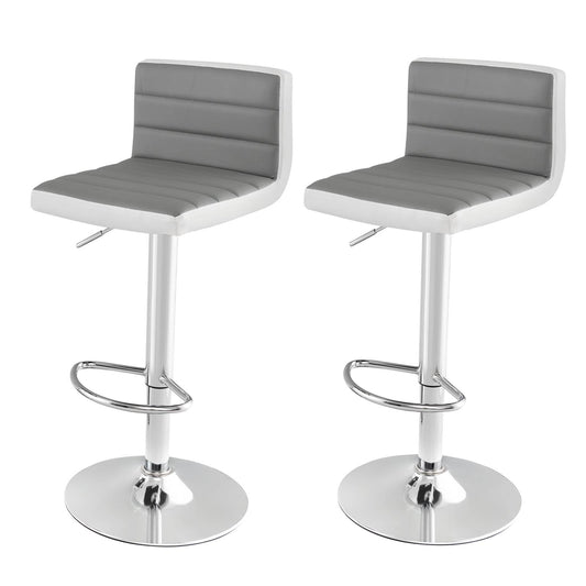 GiantexUK Bar Stools Set of 2, PU Leather Swivel Height Adjustable Barstools with Backrest, Gas Lift