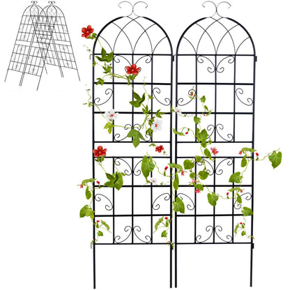 GiantexUK 180/220x50cm Garden Trellis, 6ft/7.2ft Tall Galvanized Metal Fence Climbing Plants Support Frame