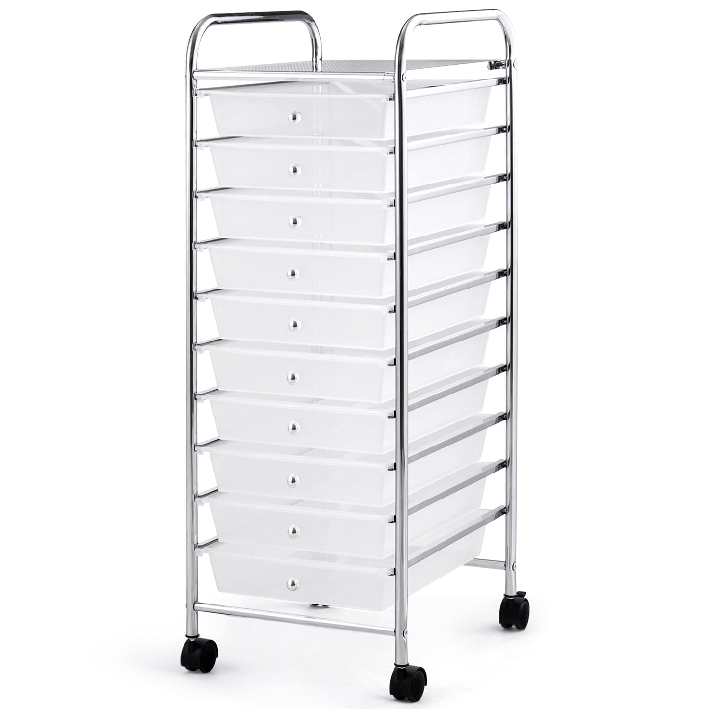 GiantexUK 10 Drawers Rolling Trolley, Multipurpose Utility Storage Organizer Cart with Wheels