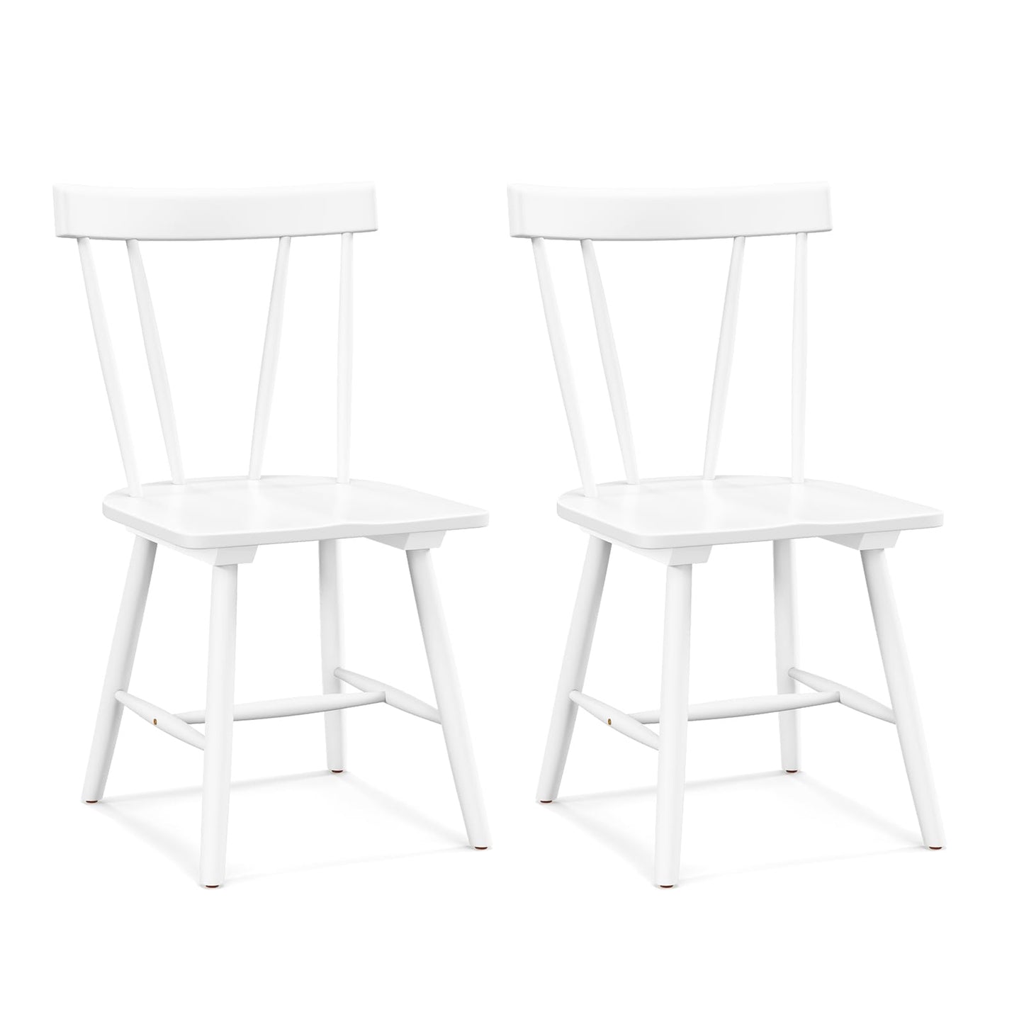 Dining Chairs Set of 2, Rubber Wood Kitchen Chairs with Spindle Back and Wide Seats