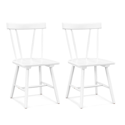 Dining Chairs Set of 2, Rubber Wood Kitchen Chairs with Spindle Back and Wide Seats