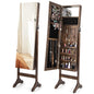 Jewelry Cabinet, Floor Standing Lockable Jewelry Armoire with Full Length Mirror