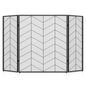 GiantexUK 3-Panel Folding Fire Guard, Heavy Duty Metal Mesh Fireplace Screen, Decorative Freestanding Spark Guard Safety Barrier (Herringbone Pattern, 132x79cm)