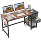 Computer Desk, Metal Frame Study Table Workstation with 2 Removable Drawers (140 x 60 x 75 cm)