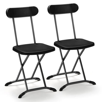 GiantexUK Set of 2 Folding Chairs, Foldable Metal Frame Dining Chairs with Backrest & Curved Feet