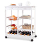 GiantexUK Kitchen Storage Trolley on Wheels, Kitchen Island Cart with Insulated Tile Plate