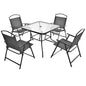 GiantexUK 5 Piece Folding Dining Set, Patio Conservatory Set with Tempered Glass Tabletop & Umbrella Hole (Table+4 Chairs)