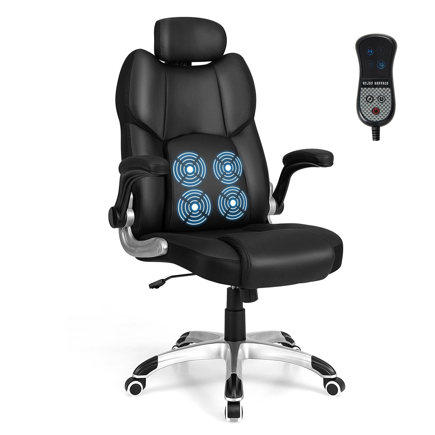 Massage Office Chair, 300LBS Ergonomic Swivel Computer Desk Chair with Adjustable Headrest