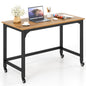 Rolling Computer Desk, 120cm Metal Frame Writing Desk with Wheels