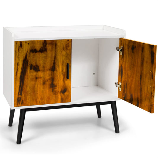 GiantexUK Industrial Storage Cabinet, Freestanding Display Sideboard with 2 Doors & Metal Legs