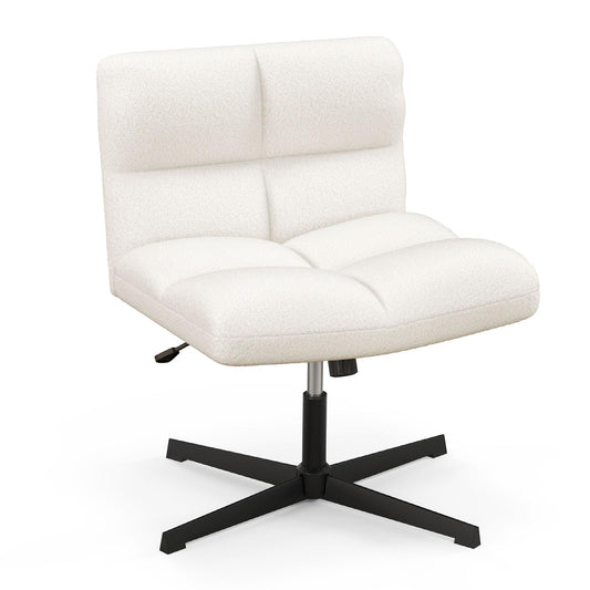 Faux Fur Office Chair, Height Adjustable Swivel Computer Desk Chair with Wide Seat, no Wheels