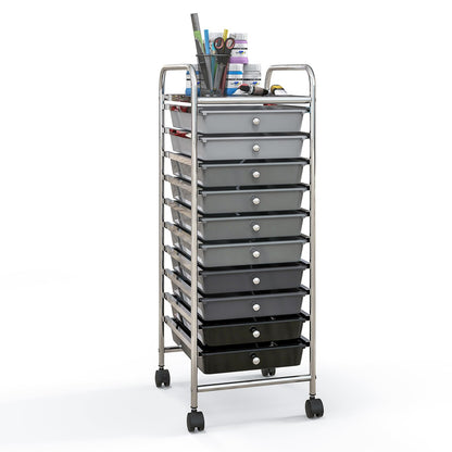 GiantexUK 10 Drawers Rolling Trolley, Multipurpose Utility Storage Organizer Cart with Wheels