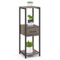 3 Tier Tall Metal Plant Stand, Corner Plant Holder with Anti-tipping Devices (with Middle Drawer)