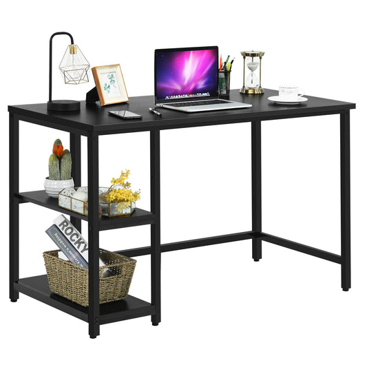 Computer Desk, Industrial Writing Workstation PC Laptop Table with 2-Tier Storage Shelves