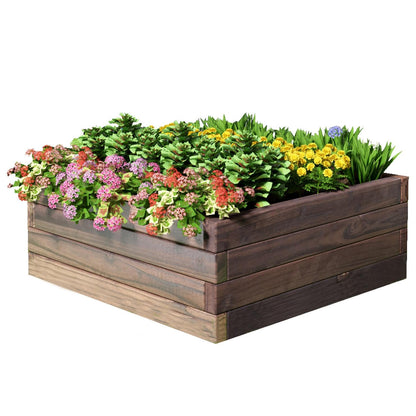 GiantexUK Wooden Raised Garden Bed, Square Garden Planter Box with Open Bottom