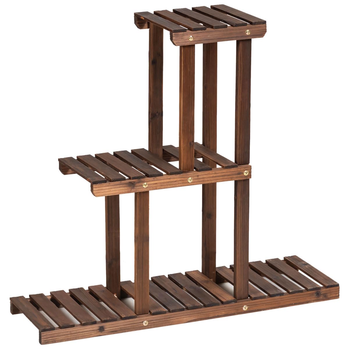 3 Tiers Plant Stand, Solid Wood Flower Pot Holder Bonsai Display Storage Shelves (81 x 25 x 75cm, 3-Tier)