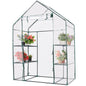 GiantexUK Walk In Greenhouse, 3 Tier Grow House with 4 Mesh Shelves, PVC Cover & Zippered Roll up Door